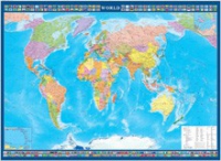 Настенная политическая карта мира с флагами на английском языке - «globural.ru» - Пермь