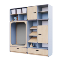 Детская стенка с местом для хранения и прямоугольной зоной отдыха из коллекции «НЕГА» (цвет голубой) - «globural.ru» - Пермь