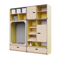 Детская стенка с местом для хранения и прямоугольной зоной отдыха из коллекции «НЕГА» (цвет желтый) - «globural.ru» - Пермь