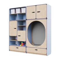 Детская стенка с местом для хранения и овальной зоной отдыха из коллекции «НЕГА» (цвет голубой) - «globural.ru» - Пермь